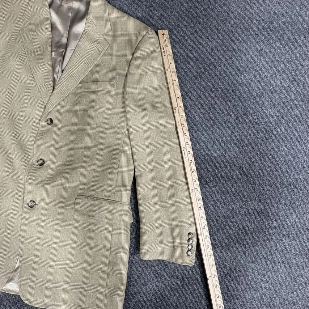 Austin Reed Blazer Mens 42L Tan Glen Plaid Sport Coat Made USA 3 Button Classic